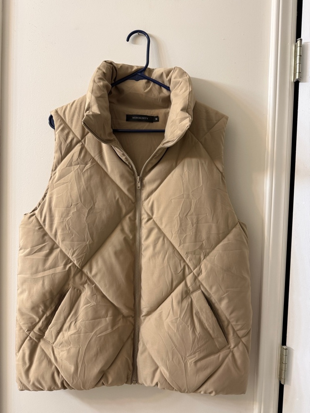 Moss & Grey Quilted Puffer Vest - Tan